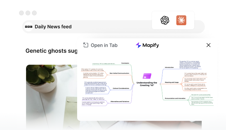 Chrome manifest mind map button