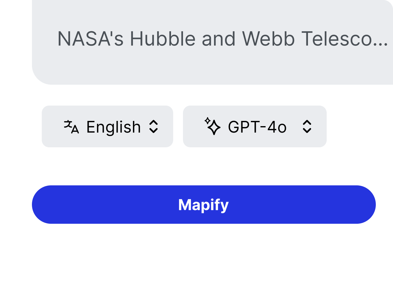NASA Vega Mapify interface