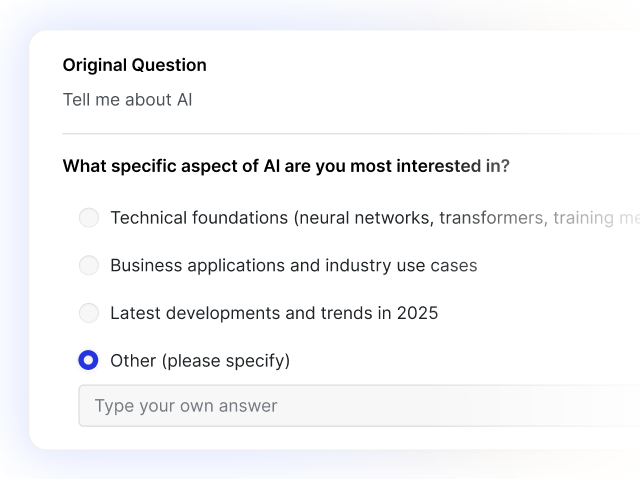 Passo 2: Resposta inteligente e clarificação