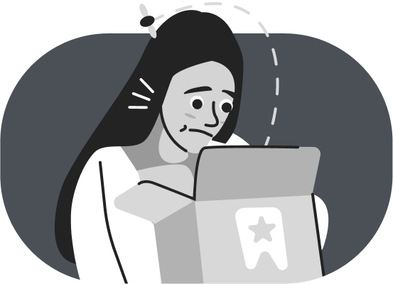 Person looking surprised at a box.